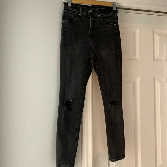 Express High Waisted Black Ripped Skinny Jeans - Picture 5 of 6